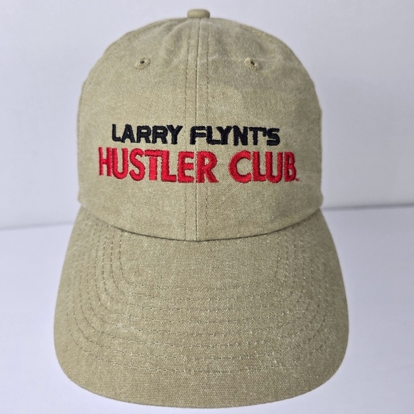 DEADSTOCK HUSTLER CLUB Cap Hat Larry Flynt's Vtg 90s Tan Adjustable Nissun NWOT - Picture 1 of 5